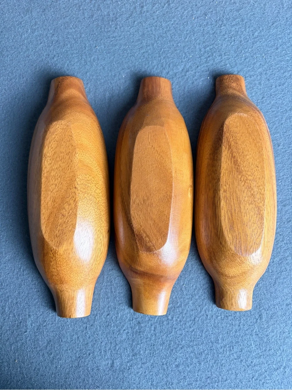 Vintage 70s Wooden Corn on The Cob Holders Complete Set Of 6 Teakwood Monkey Pod